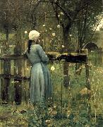 William Stott of Oldham A Girl in a  Meadow Spain oil painting artist